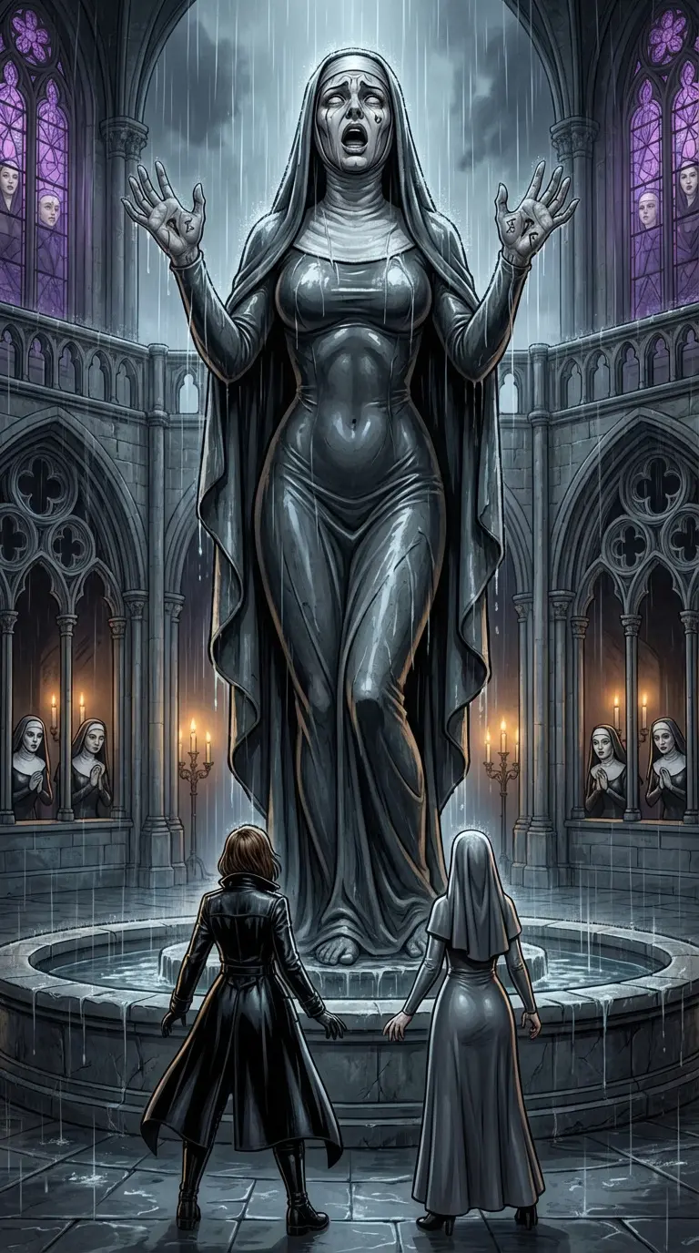 The disturbing modified Virgin Mary statue