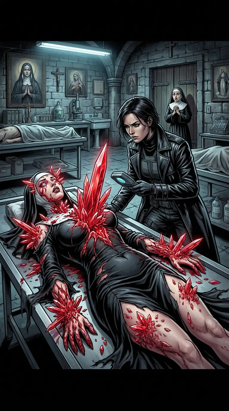 Sister Lucia's crystallized body on the examination table